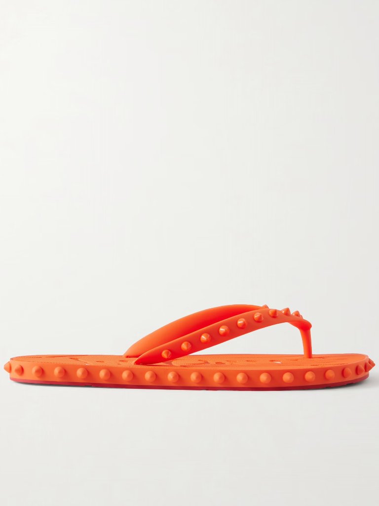 Christian Louboutin Super Loubi Spikes Studded Flip Flop Sandals Caruzo